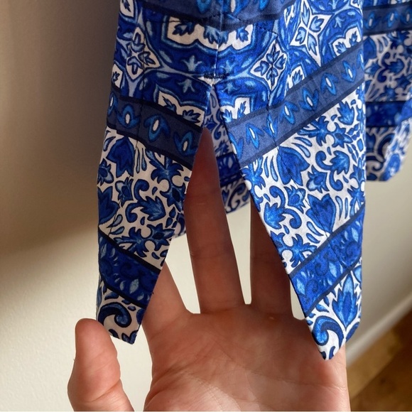 Land’s End Blue Tile Patterned Blue White Lightweight Dress M - Picture 4 of 9